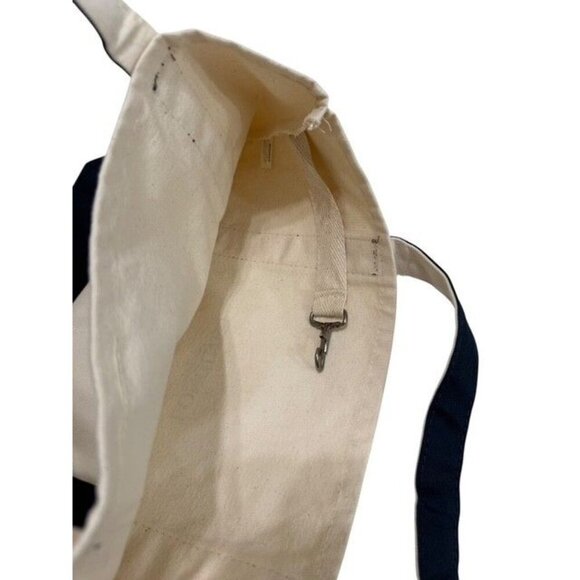 Longines NWOT Canvas Tote Bag Shopper Double Handle Beach Boating Cream Navy - Picture 7 of 9